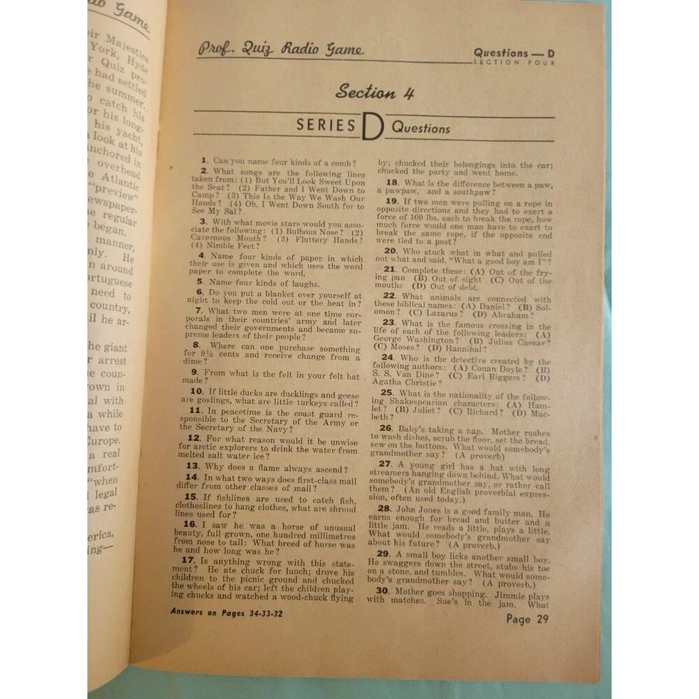 1939 Professor Quiz Radio Game Procter & Gamble Mail Premium w/ Duo-Dial Spinner
